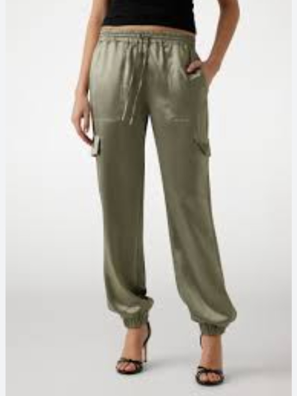 Guess Women's Cargo Jogger Pants in Slate Gray/ Sage Green - Picture 6 of 6